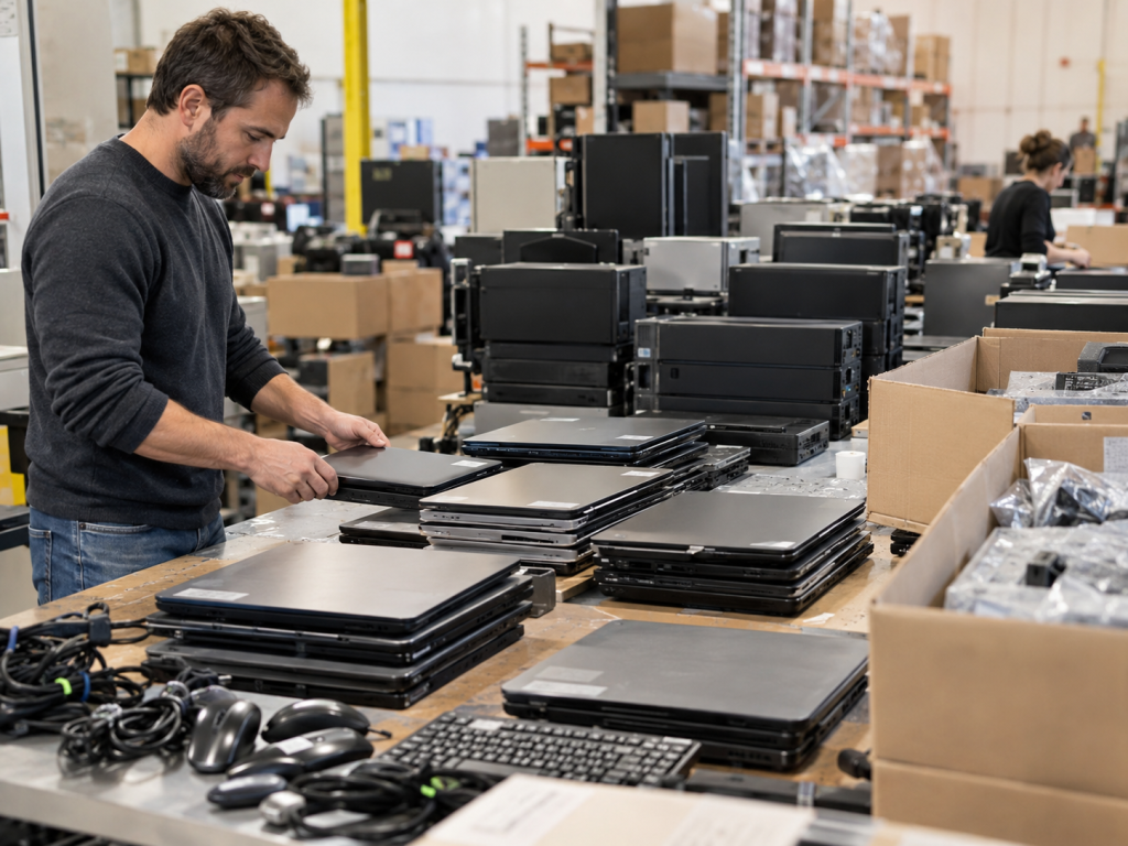 retired business laptops evaluated for reuse remarketing and electronics recycling