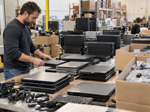 retired business laptops evaluated for reuse remarketing and electronics recycling